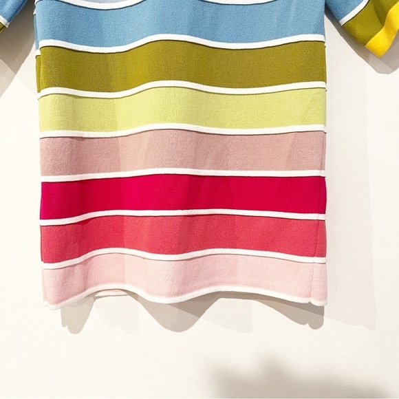 Escada Serus Striped Multicolor Colorblocked Short Sleeve Knit Sweater Top XS - Picture 4 of 9